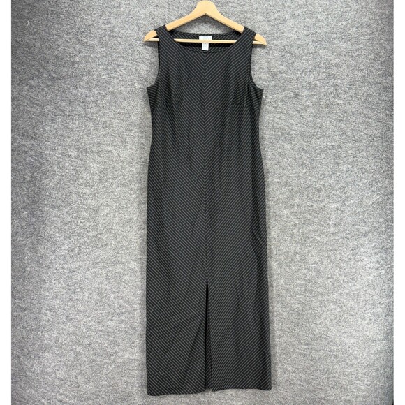 LOFT Dresses & Skirts - Loft Dress Women 8 Black Striped Maxi Long Rayon Sleeveless Round Neck Casual